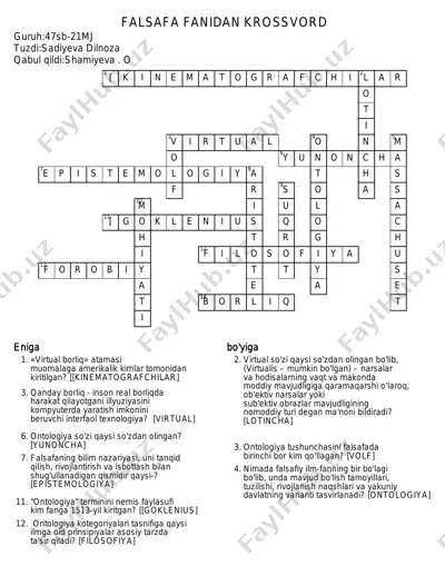 falsafa fanidan krossvord — PDF