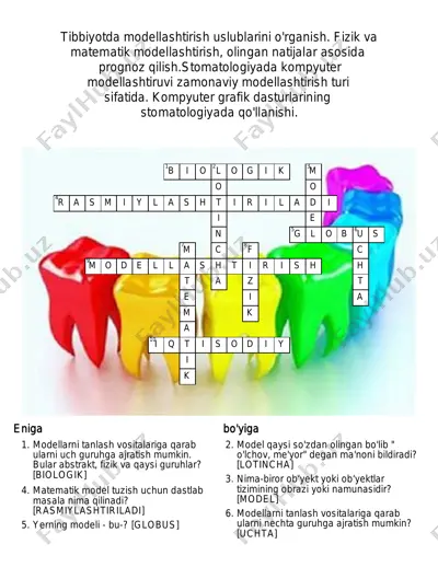 tibbiyotda modellashtirish uslublari — PDF