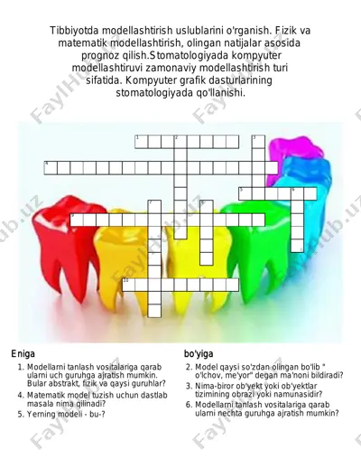 tibbiyotda modellashtirish uslublari — PDF