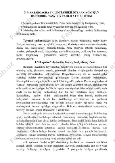 maktabgacha ta’lim tashkilotlarining o’quv dasturida tasviriy faoliyatning o’rni — PDF