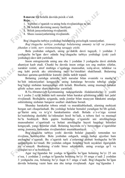 ilk bolalik davrida psixik o’sish — DOCX