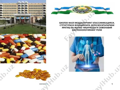 биолок фаол моддаларнинг классификацияси, структураси функциялари. дори воситаларини яратиш ва ишлаб чиқаришдаги замонавий биотехнологиянинг роли — PPTX