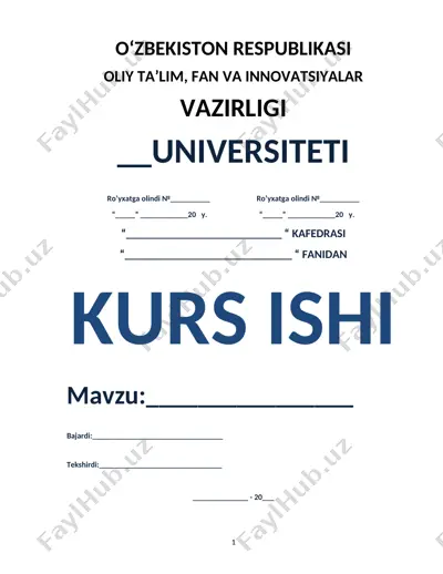 kurs ishi: hans christian andersen va uning adabiyotdagi o‘rni — DOCX