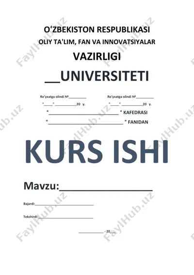oavda biznes rejalashtirish mahorati bo‘yicha kurs ishi — DOCX