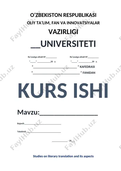 studies on literary translation and its aspects — DOCX