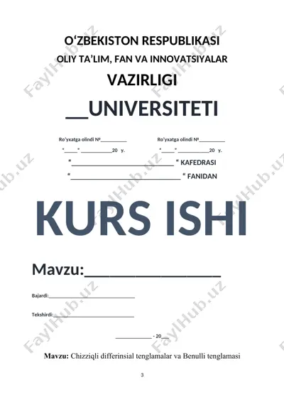 chiziqli differensial tenglamalar va benulli tenglamasi — DOCX