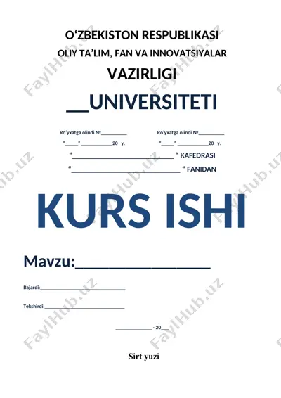 kurs ishi: sirt yuzlari nazariyasi hisobining oʻrganilishi — DOCX
