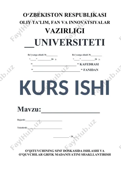 chizmachilik darslarini tashkil etish va o‘qituvchilar uchun metodik qo‘llanma — DOCX