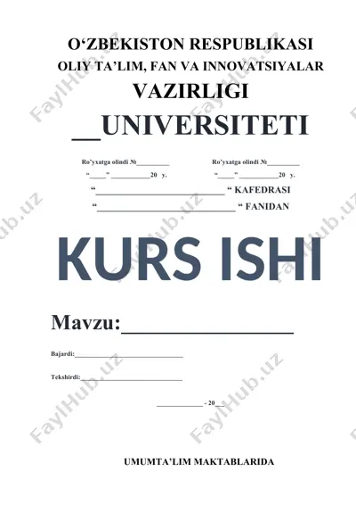 umumta’lim maktablarida chizmachilik fanini chuqurlashtirib o‘rganish uchun kurs ishi — DOCX