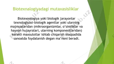 biotexnalogiyadagi mutaxasisliklar — PPTX