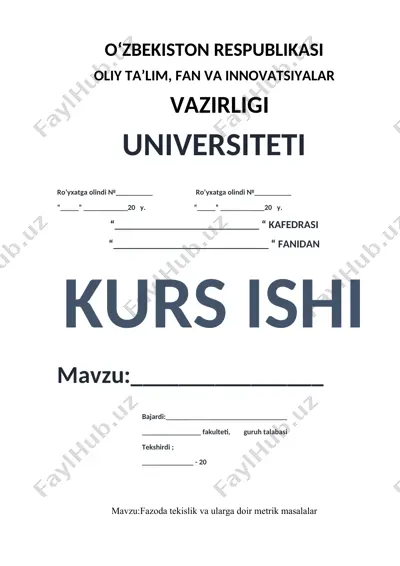 fazoda tekislik va ularga doir metrik masalalar — DOCX