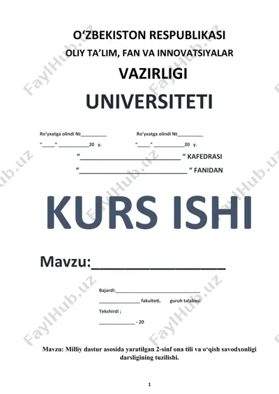 milliy dastur asosida yaratilgan 2-sinf ona tili va o‘qish savodxonligi darsligi — DOCX