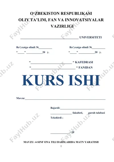 4-sinf ona tili darslarida matn yaratish — DOCX