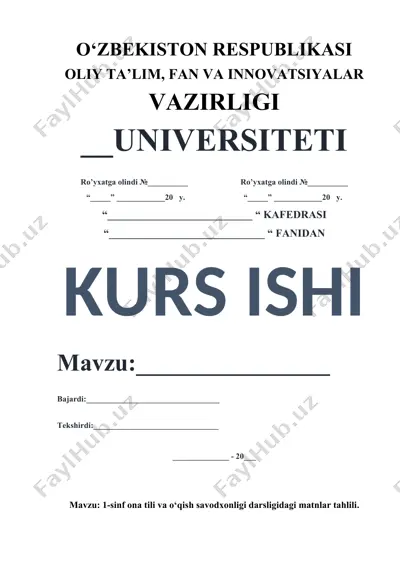 1-sinf ona tili va o‘qish savodxonligi darsligidagi matnlar tahlili — DOCX
