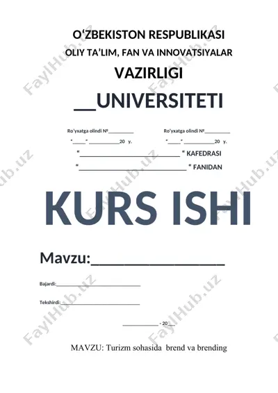 turizm sohasida brend va brending — DOCX