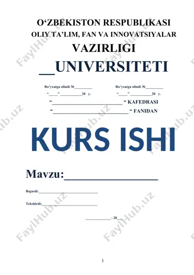 pul kredit siyosati bo‘yicha kurs ishi — DOCX