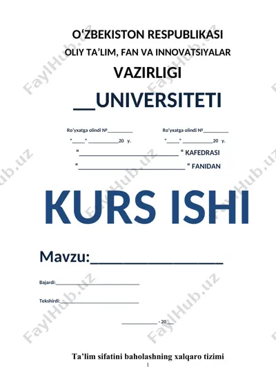 ta’lim sifatini baholashning xalqaro tizimi — DOCX