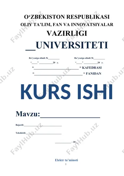 rele himoyasi va elektr ta’minoti tizimlari uchun avtomatika qurilmalari — DOCX