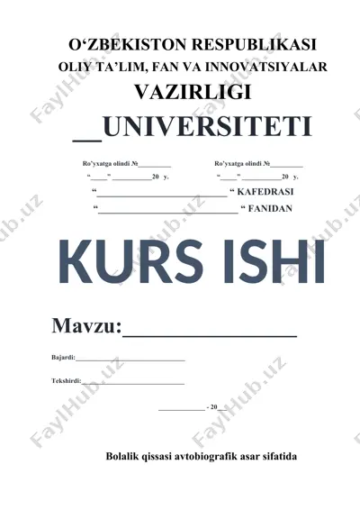 oybekning “bolalik” qissasi haqida kurs ishi — DOCX
