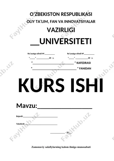 zamonaviy salafiylarning kalom ilmiga munosabati (kurs ishi) — DOCX