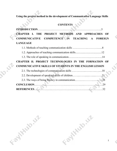 using the project method in the development of communicative language skills — DOCX