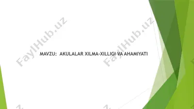 akulalar xilma-xilligi va ahamiyati — PPTX
