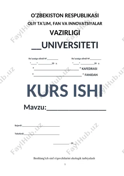 boshlang'ich sinf o'quvchilarini ekologik tarbiyalash — DOCX