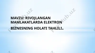 rivojlangan mamlakatlarda elektron biznesning holati tahlili — PPTX
