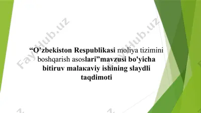 o’zbekiston respublikasi moliya tizimini boshqarish asoslari — PPTX
