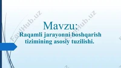 raqamli jarayonni boshqarish tizimi — PPTX