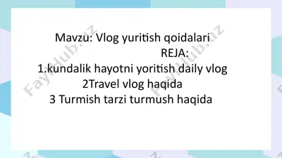 vlog yuritish qoidalari — PPTX