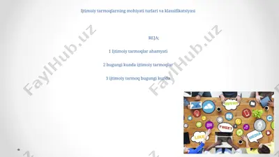 ijtimoiy tarmoqlarning mohiyati turlari va klassifikatsiyasi — PPTX
