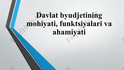 davlat byudjetining mohiyati, funktsiyalari va ahamiyati — PPTX