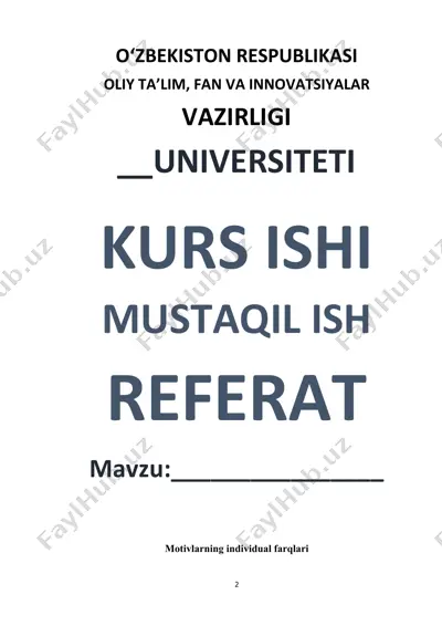 motivlarning individual farqlari — DOCX