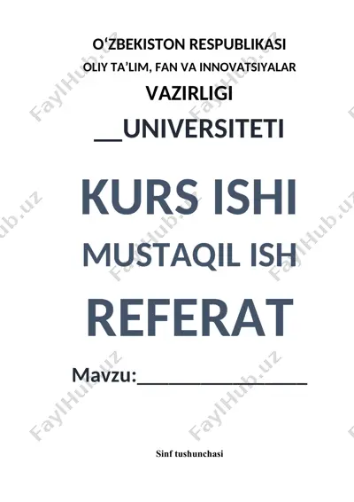 c++ tilida sinflar va ob'ektlarga doir kurs ishi — DOCX
