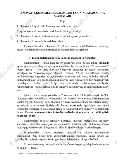 ekonometrika asoslari fanining maqsadi va vazifalari — DOCX