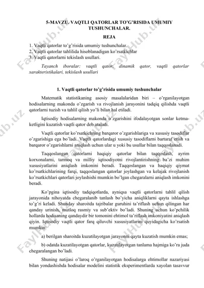 vaqtli qatorlar tahlili va tekislash usullari — DOCX