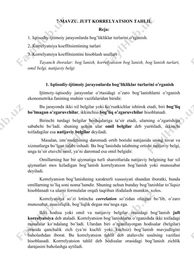 juft korrelyatsion tahlil taqdimoti — DOCX