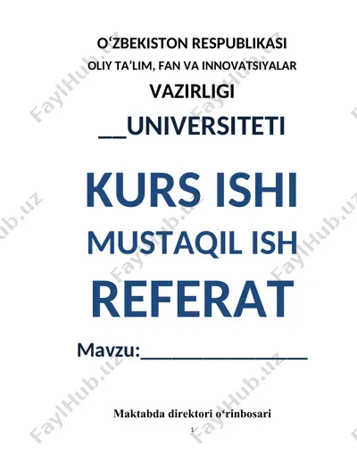 maktabda direktor oʻrinbosarining vazifalari haqida kurs ishi — DOCX