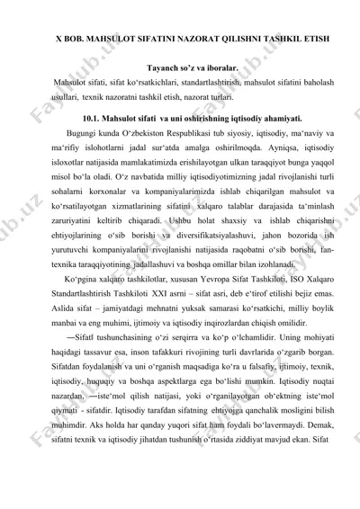 mahsulot sifati va sifatni nazorat qilish — DOCX