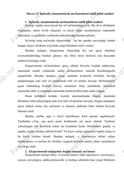 iqtisodiy muammolarda ma'lumotlarni tahlil qilish usullari — DOCX