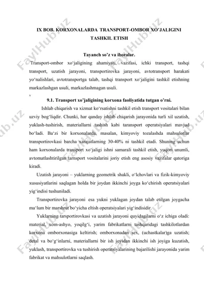 transport-ombor xo‘jaligini tashkil etish va boshqarish — DOCX