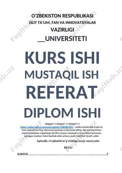 iqtisodiy rivojlanish to’g’risidagi asosiy nazaryalar — DOCX