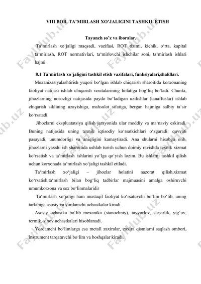 ta’mirlash xo’jaligini tashkil etish va rot tizimi — DOCX