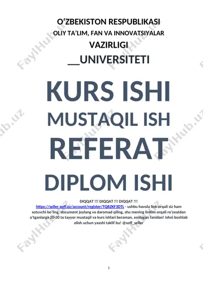 bozor munosabatlarini shakllantirishda infratuzilmaning o’rni — DOCX