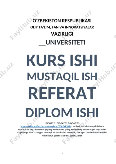 kichik biznes va xususiy tadbirkorlikni rivojlantirish haqida kurs ishi — DOCX
