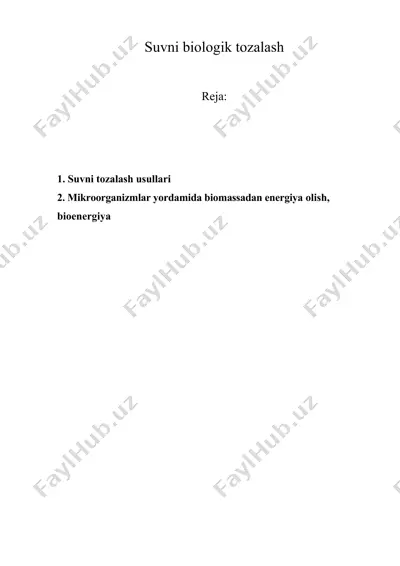 suvni biologik tozalash — DOCX