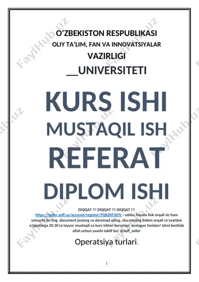 arifmetik-mantiqiy qurilmada bajariluvchi amallar va ularning bajarilish bosqichlari — DOCX