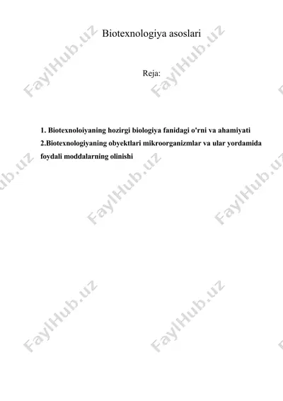 biotexnologiya asoslari — DOCX