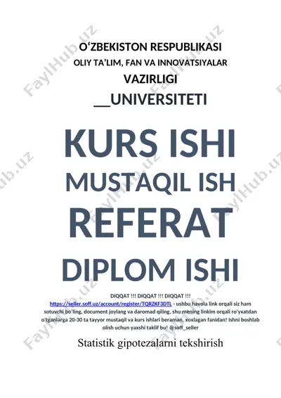 statistik gipotezalarni tekshirish — DOCX